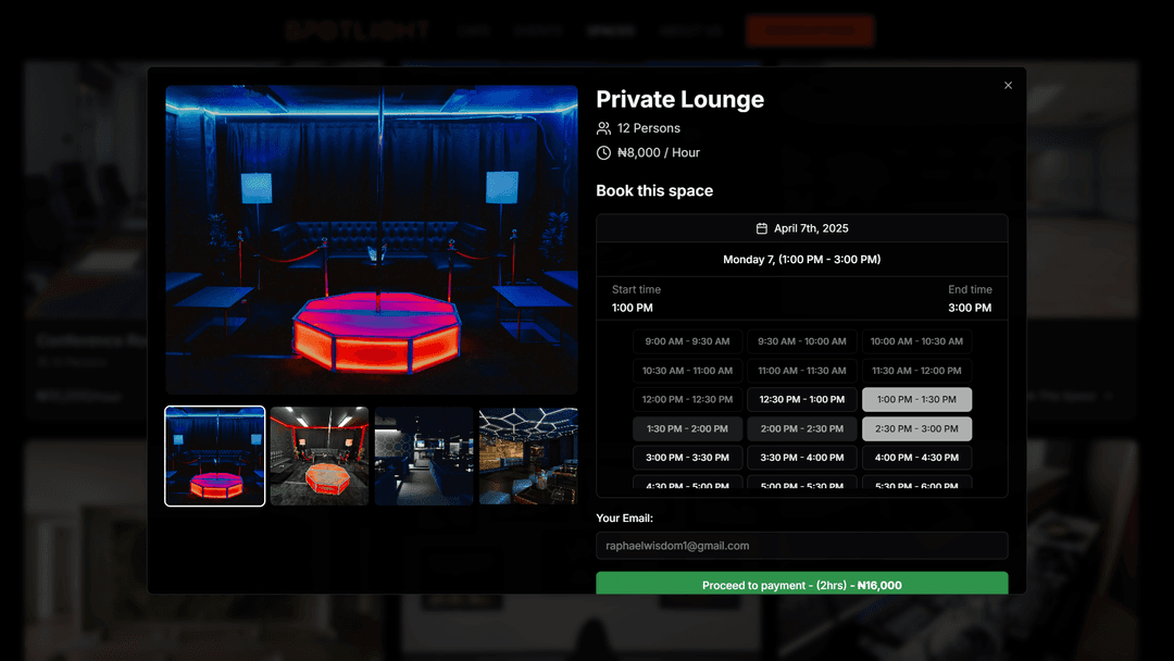 Spotlight space booking